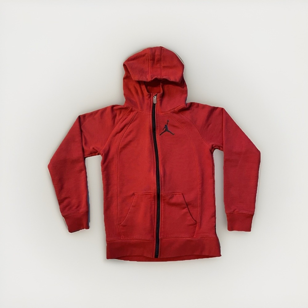 Jordan Hoodie Boys Full Zip Sweatshirt Large Red Jumpman Michael Signature